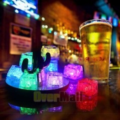 12pcs LED Waterproof Ice Cube Shaped Lights Drinks Wine Light Up Water Activated