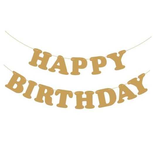 Happy Birthday Banner Birthday Sign Backdrop Party Supplies for Kids Boys Gold
