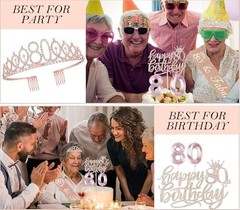 80th Birthday Gifts Decorations for Women, Including 80 year old Birthday Cake T