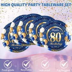 41PCS 80th birthday decorations Navy Blue and Gold 80th Birthday Party Favor …