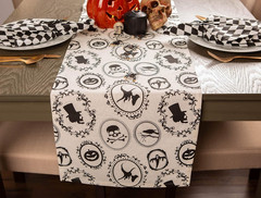Halloween Party Tabletop Decor, Reusable & Machine Washable Cotton Fabric, Table