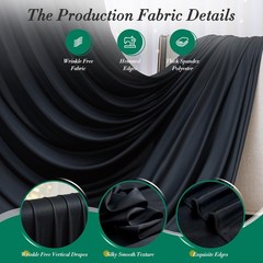 10 ft x 10 ft Wrinkle Black Backdrop Curtain for Parties, Polyester Black Photo
