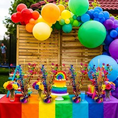 6 Pack Metallic Colorful Table Centerpiece Party Decoration Rainbow Theme Foi…