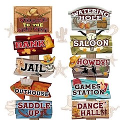 20 Pieces Western Party Directional Sign Wild West Party Decorations Cowboy P…