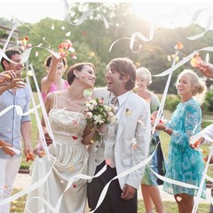 Noamus 100 Pcs Ribbon Wands for Wedding, Lace Streamers Sticks with Bell, Silk