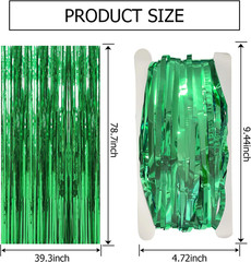2 Pack Green Streamers Backdrop Jungle Party Decorations Foil Fringe Backdrop Cu