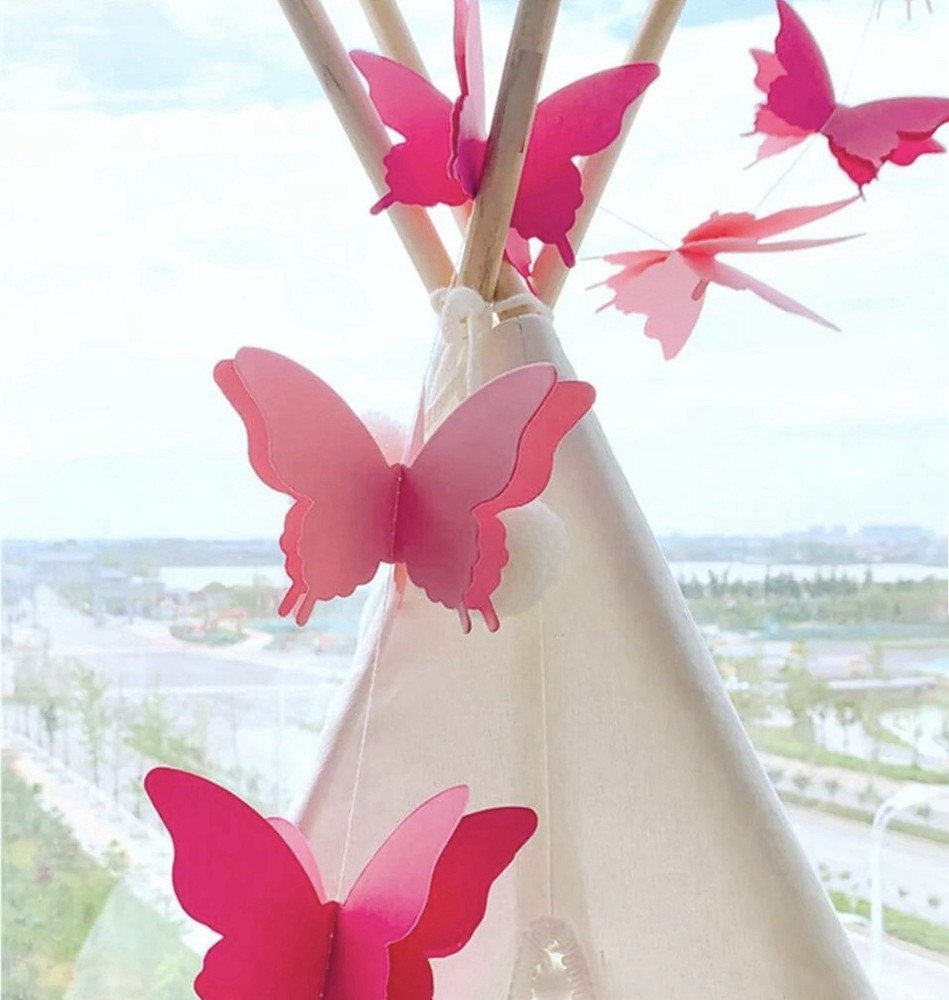 Butterfly Hanging Garland Party Decoration 4 Pack, 3D Paper Pink A0171