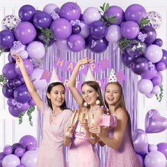 Purple Birthday Decorations for Women with Metallic Dark Pastel Purple