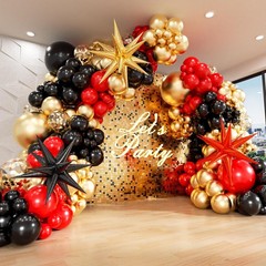 Red Black Gold Balloons Arch kit with 3pcs Star Balloons, Red Black and Gold …