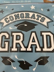 Graduation Card Holder Box 1pc -12×12 In Party Supply, New Blue & White