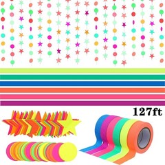 Vibrant 127ft Neon Decoration Kit with UV Blacklight Reactive Tape & Garlands