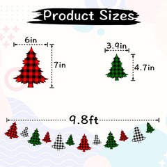 VILIFEVER 2 Pieces Felt Christmas Tree Garland Banner Red, White and Green