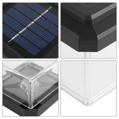Black Solar Fence Light LED Fits Multiple Sizes Fence Posts Weatherproof Design