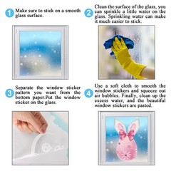 9 Sheets Easter Window Clings Watercolor Bunny Egg Rabbit Ear Glass Stickers Dou
