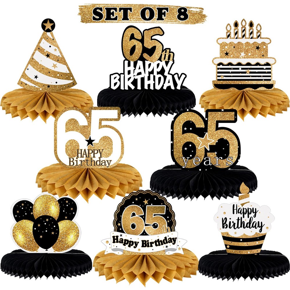 Happy 65th Birthday Table Honeycomb Centerpieces Party Decorations Gift Sign