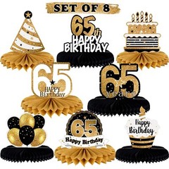 Happy 65th Birthday Table Honeycomb Centerpieces Party Decorations Gift Sign