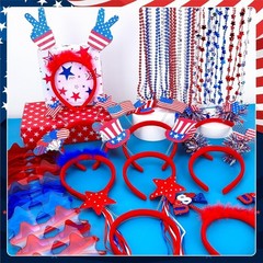 39 PCS Fourth of July Accessories Set – Patriotic Headbands, Glasses & Necklaces
