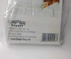 Ginger Ray 3 Gold Star Fan Decorations Metallic Paper Stars Party Decor