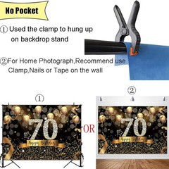 Chic 70th Birthday Backdrop – Black and Gold for Fabulous Celebrations, 7x5ft