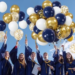 Navy Blue Gold Confetti Balloons Set,50pcs 12inch Royal Dark Blue Metallic G…