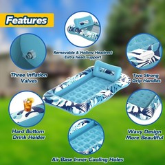 Pool Floats Adult,76″ x 48″ XL Inflatable Tanning Pool Lounger Float with Pil…