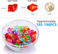 180-190Pcs Multicolored Acrylic Fake Gems, Crushed Ice Rocks, Plastic Gems