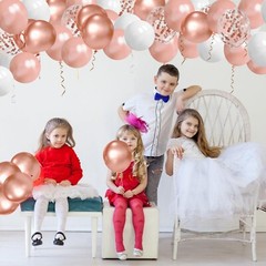 75 Pcs 12 Inch Rose Gold Balloons,Rose Gold and White Balloons,Rose Gold Meta…