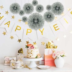 Tissue Paper Pom Poms Gray Tissue Paper Flowers Hanging Flower Balls for Wedd…