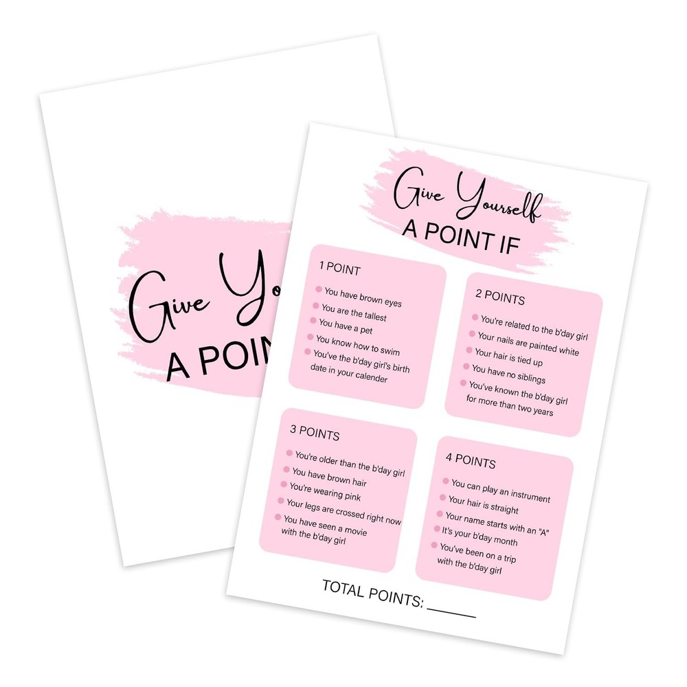 Birthday Party – Give Yourself A Point If, Birthday Party Activity Favor, Set…