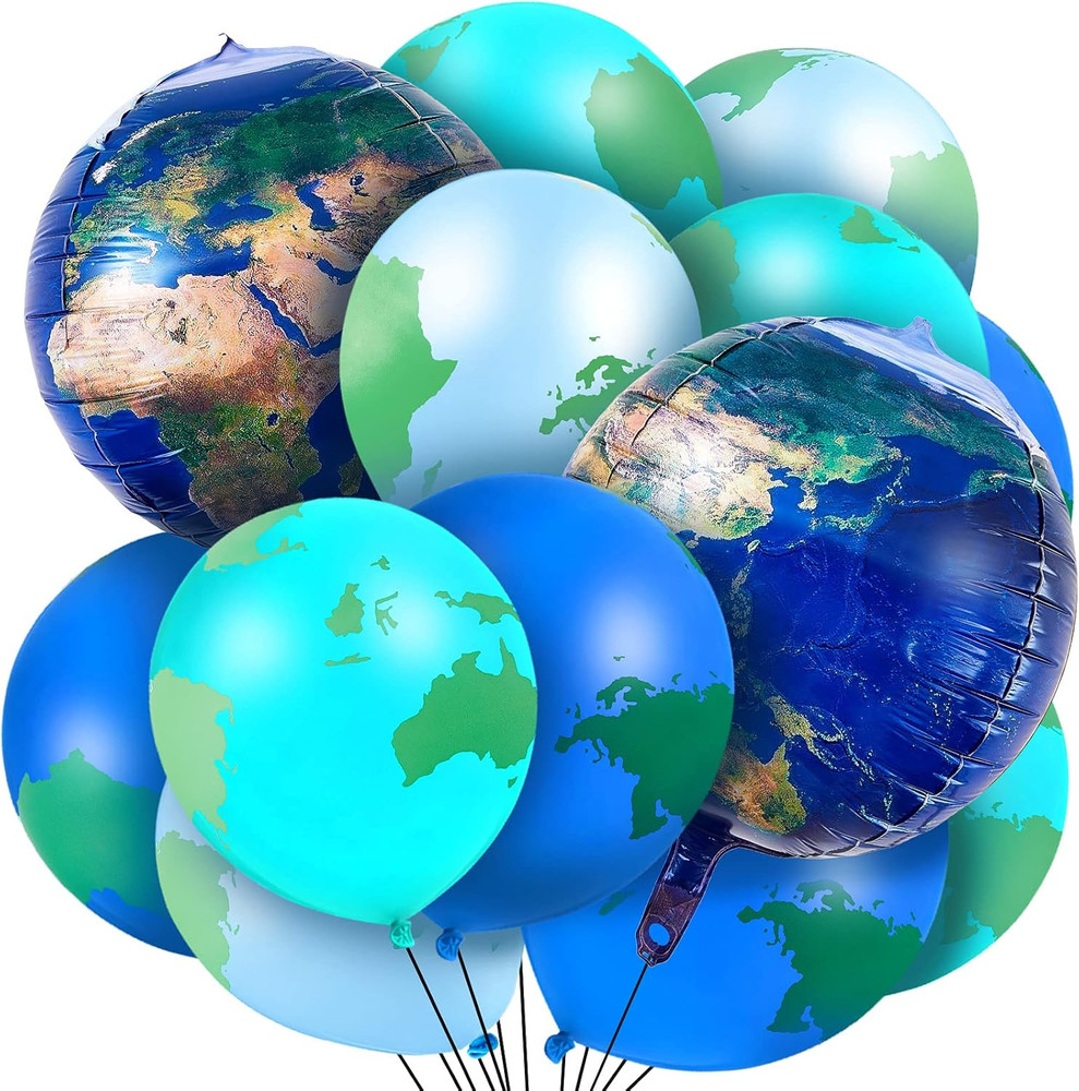 48 Pieces Globe Earth Balloons, 8 Pcs 22 Inch Foil Planet Balloon, 40 Pcs 12 Inc