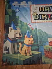 Mine Craft Birthday Banner And Wrapping Paper