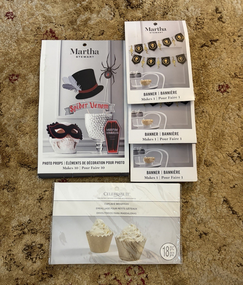 NWT pack Martha Stewart Halloween Banner Black/Gold Party Decoration bundle