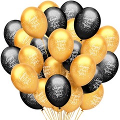 , Black and Gold New Year Balloons 2026 – Pack of 50 | Happy New Year Latex B…