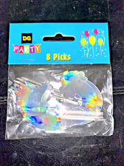 4 Foil Silver Unicorn & 4 Foil Rainbow Cloud 8 cupcake Picks