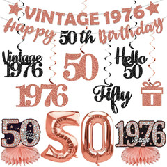 Yatufom 60Th Birthday Decorations for Women, Rose Gold Vintage 1966 Birthday Ban