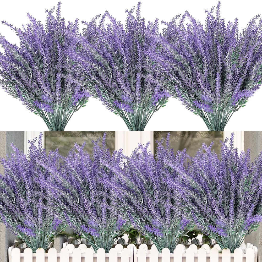 TURNMEON 10 Bundles Artificial Lavender Flowers for 10 Bundles, Gray Purple