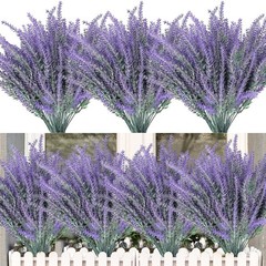 TURNMEON 10 Bundles Artificial Lavender Flowers for 10 Bundles, Gray Purple