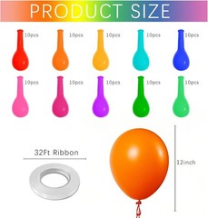 100 Pack 12″ Latex Party Balloons Decoration Set Birthday Wedding Baby Shower