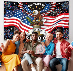 American 250 Years of Freedom Backdrop Banner for 1776-2026, 250th Anniversary F