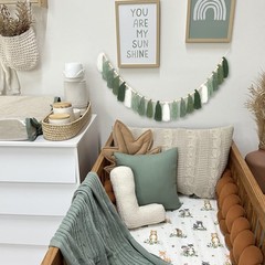 Green Boho Yarn Tassel Garland Sage Green Garland Wall Hanging Decor Forest W…