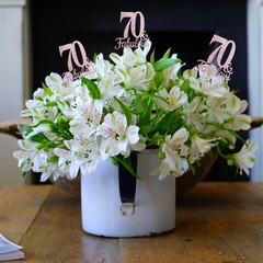 10 PCS Double Sided Rose Gold Glitter Fabulous 70th Birthday Centerpieces