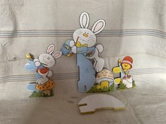 Vintage Hallmark Easter Bunny Table Top Honeycomb Decor Painted Easter Egg