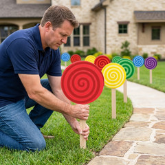 Lollipop Yard Decorations Candy Theme Party Lawn Stakes Pathway Signs 16 Pack