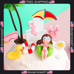 Set of 8 Hawaiian Beach Cake Decorations for Parties