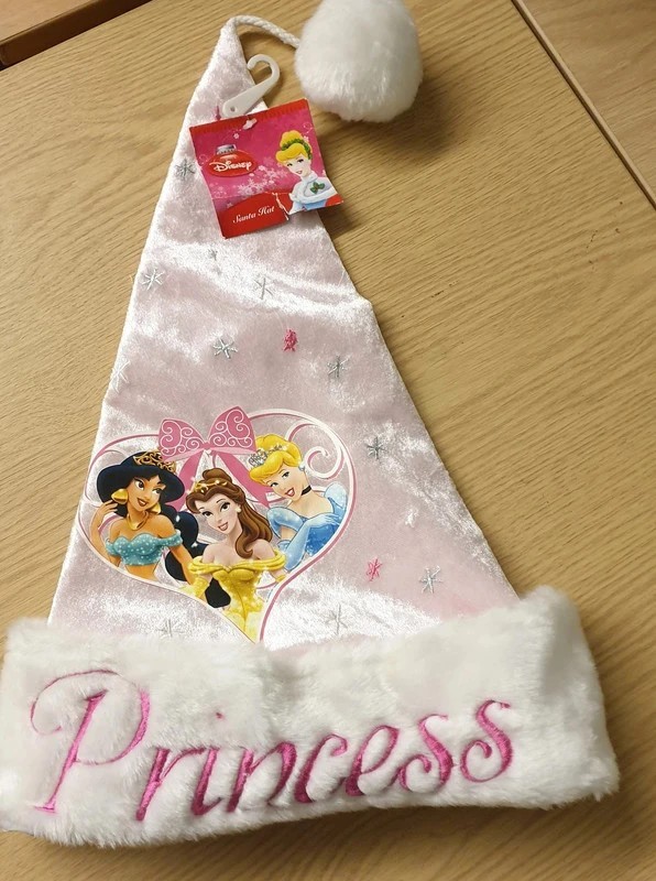 Disney Princess Christmas Santa hat in Baby Pink with Bobble New Age 6+ BNWT