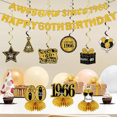 11Pcs 60Th Birthday Decorations Kit for Men Women, Black Gold Happy 60Th Birthda