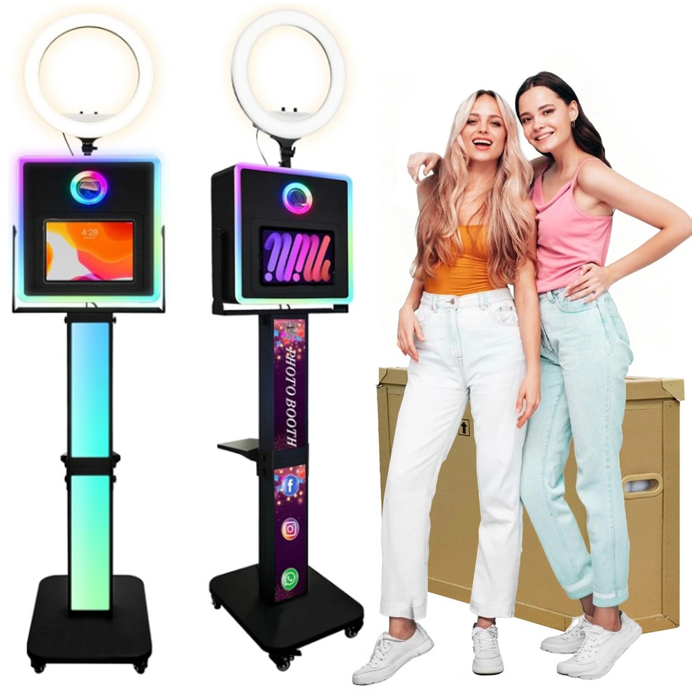 Portable Photo Booth with Printer Stand,Selfie Station for Event Rental Business