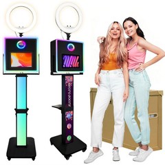 Portable Photo Booth with Printer Stand,Selfie Station for Event Rental Business