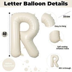 40 Inch Beige BRIDE Balloons Bachelorette for Bridal Shower, Cream White Sand Br
