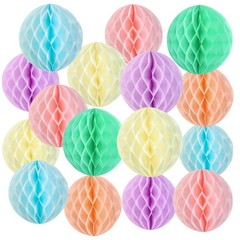 16 PCS Pastel Honeycomb Decorations 8 Inch Rainbow Hanging Balls Spring Party